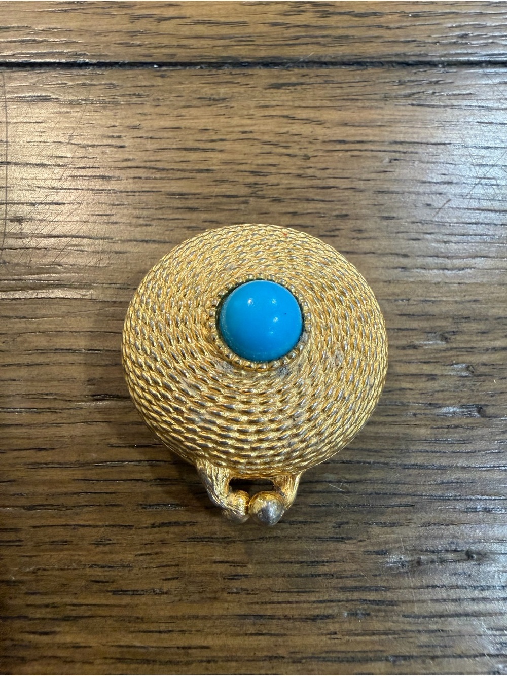 Estee Lauder Gold-Tone Compact with Turquoise Cabochon